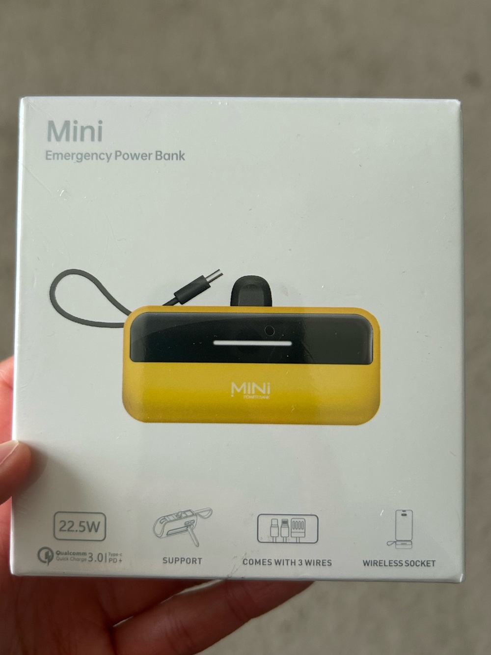 NWT Mini Emergency Power Bank Portable Cell Charger Yellow